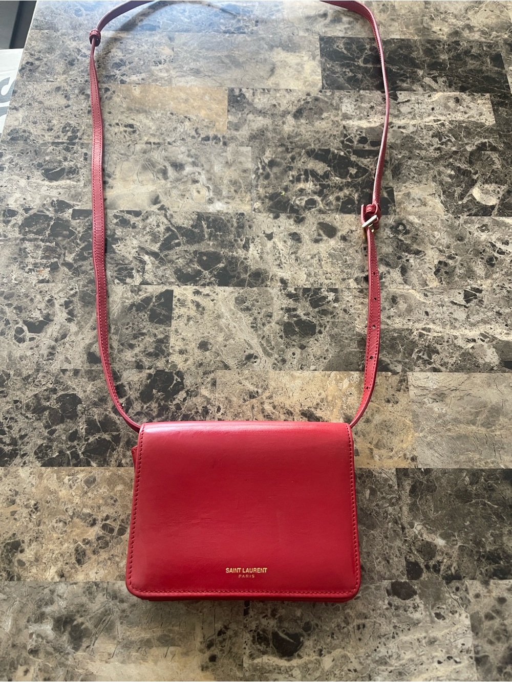 Saint Laurent Red Leather Compact Crossbody Bag - Picture 5 of 5